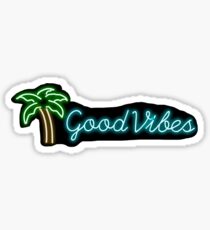 "gute Vibes" Palme Leuchtreklame Aufkleber Sticker