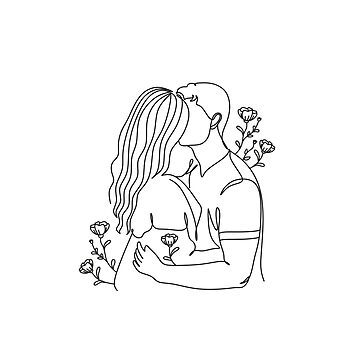 Man and Woman Line Art Couple Hugging Line Art Relationship 