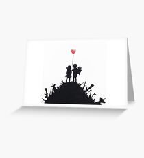 Banksy 'kids on guns hill' graffiti art. Greeting Card