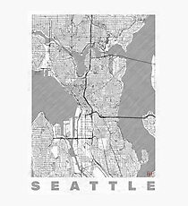 Seattle Map Line Photographic Print