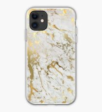Gold marble on white (original height quality print) iPhone Case