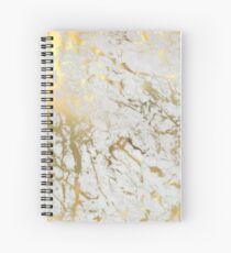 Gold marble on white (original height quality print) Spiral Notebook