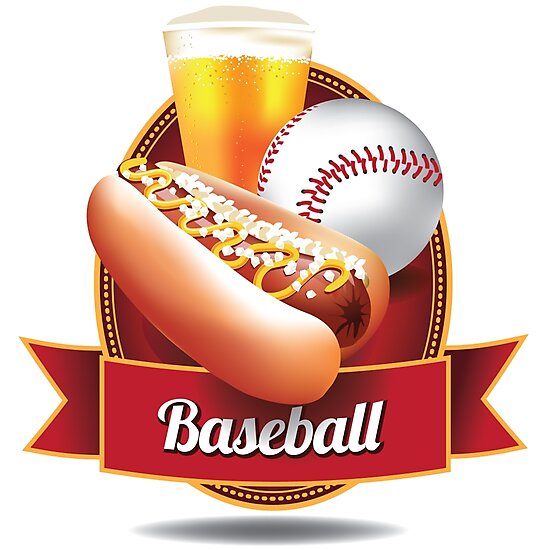 "Baseball hot dog and beer design" Photographic Prints by Michele