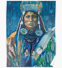 Medicine Crow Warrior - Pop art style Native American portrait Poster