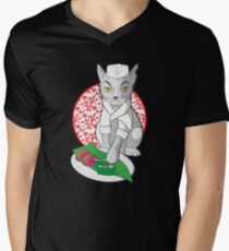 Niemand außer mir macht das Sushi (japanischer Katzenkoch) T-Shirt mit V-Ausschnitt für Männer