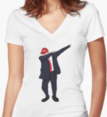 Dabbing Donald Women's Fitted V-Neck T-Shirt