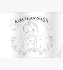 David Attenborough illustration Poster
