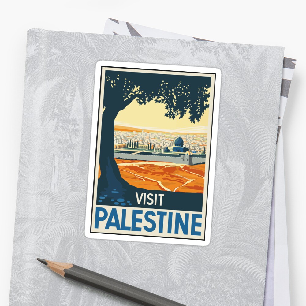 Vintage Travel Poster Visit Palestine Sticker By G Design Redbubble   Stf,small,600x600 C,0,0,1000,1000 