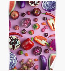 Red food on pink Poster