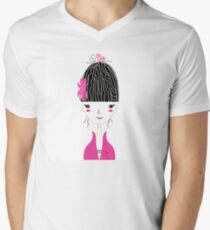 Beautiful Japan Girl stylized vector Illustration Men's V-Neck T-Shirt