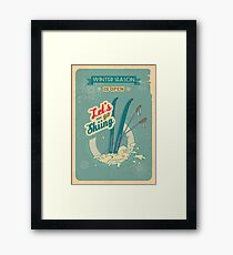 Let's go Skiing retro poster Framed Print