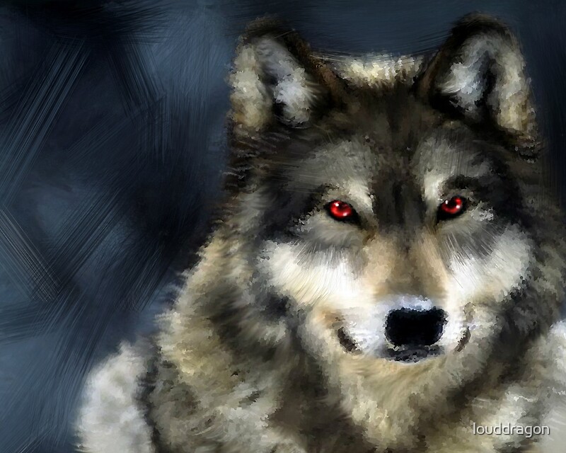 "Red Eyed Wolf" by louddragon Redbubble