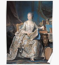 Maurice-Quentin De La Tour - Jeanne Poisson The Marquise De Pompadour. Woman portrait: sensual woman, book, brocade, costume, courtier, beautiful dress, lady, madame, love, marquise de pompadour Poster