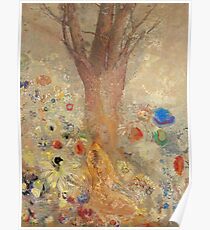 Odilon Redon - The Buddha 1904. Garden landscape: garden, trees and flowers, blossom, nature, Buddha , buddhism, meditating, think, meditation, relaxation, rest Poster
