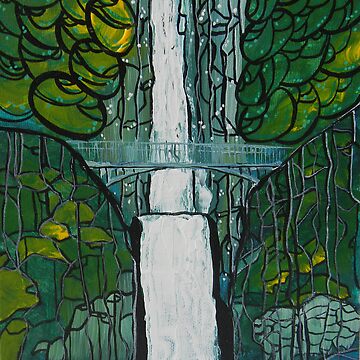 Artwork thumbnail, Multnomah Falls Painting by tooty-mohr