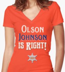 Olson Johnson is Right! Shirt mit V-Ausschnitt