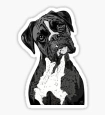 Schwarz-Weiß-Boxer-Kunst Sticker