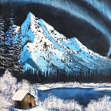 Bob Ross Northern Lights Art Print Bob Ross Poster Bob Ross Collection Bob Art Paintings Happy Accidents Bob Ross Print Decor Mountains Painting