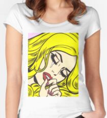Blonde Crying Comic Girl Women's Fitted Scoop T-Shirt