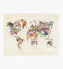 world map watercolour Photographic Print
