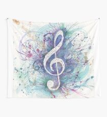 Treble Clef Splash Wall Tapestry