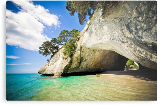 Hasil gambar untuk cathedral cove new zealand