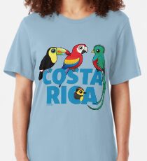 Niedliche Costa Rica-Vögel durch Birdorable Slim Fit T-Shirt