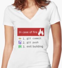 Git on Fire Women's Fitted V-Neck T-Shirt