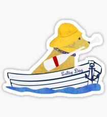 Nautical Preppy Golden Retriever Aboard The Salty Dog Sticker