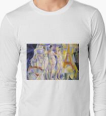 Robert Delaunay - La Ville De Paris. Abstract painting: abstraction, geometric, Nude Woman, composition, lines, forms, creative fusion, music, kaleidoscope, illusion, fantasy future Long Sleeve T-Shirt