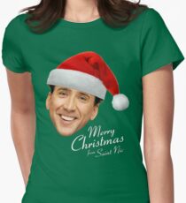 Merry Christmas from St Nic-olas Cage Women's Fitted T-Shirt