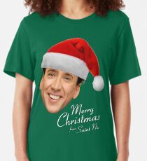 Merry Christmas from St Nic-olas Cage Slim Fit T-Shirt