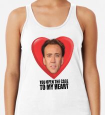 Nicolas Cage - You Open the Cage to My Heart Racerback Tank Top