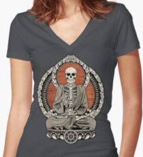 Skeleton Buddha Women's Fitted V-Neck T-Shirt