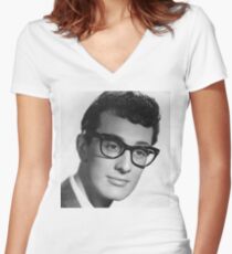 buddy holly Women's Fitted V-Neck T-Shirt