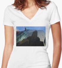 US Flag Left Women's Fitted V-Neck T-Shirt