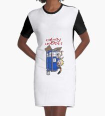 calvin and hobbes police box Graphic T-Shirt Dress