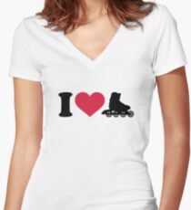 I love Inline skates Women's Fitted V-Neck T-Shirt