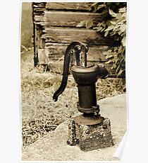 Antique Water Pump on a Concrete Cistern Poster