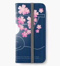 Hübsche Katze Pink Japanese Sakura Cherry Blossoms blaue Nacht iPhone Flip-Case/Hülle/Klebefolie