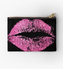 Stylish Pink Glitter Lips Studio Pouch