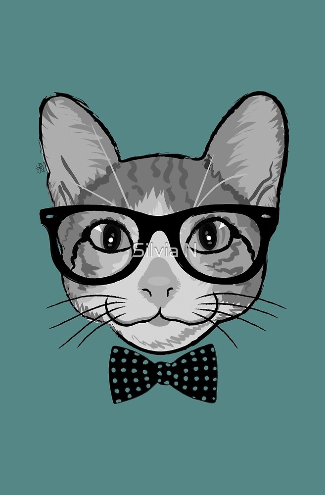 Chat Hipster Avec Noeud Papillon A Pois Par Silvia Neto Redbubble