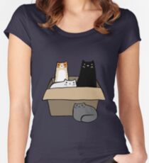Katzen in einer Box Tailliertes Rundhals-Shirt