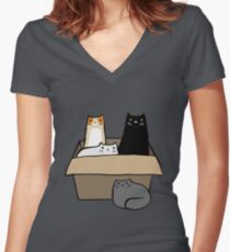 Cats in a Box Women's Fitted V-Neck T-Shirt