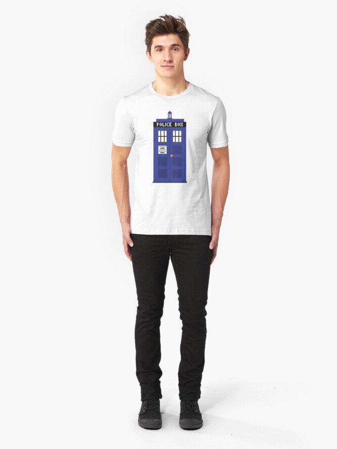 Alternate view of 8-Bit TARDIS Slim Fit T-Shirt