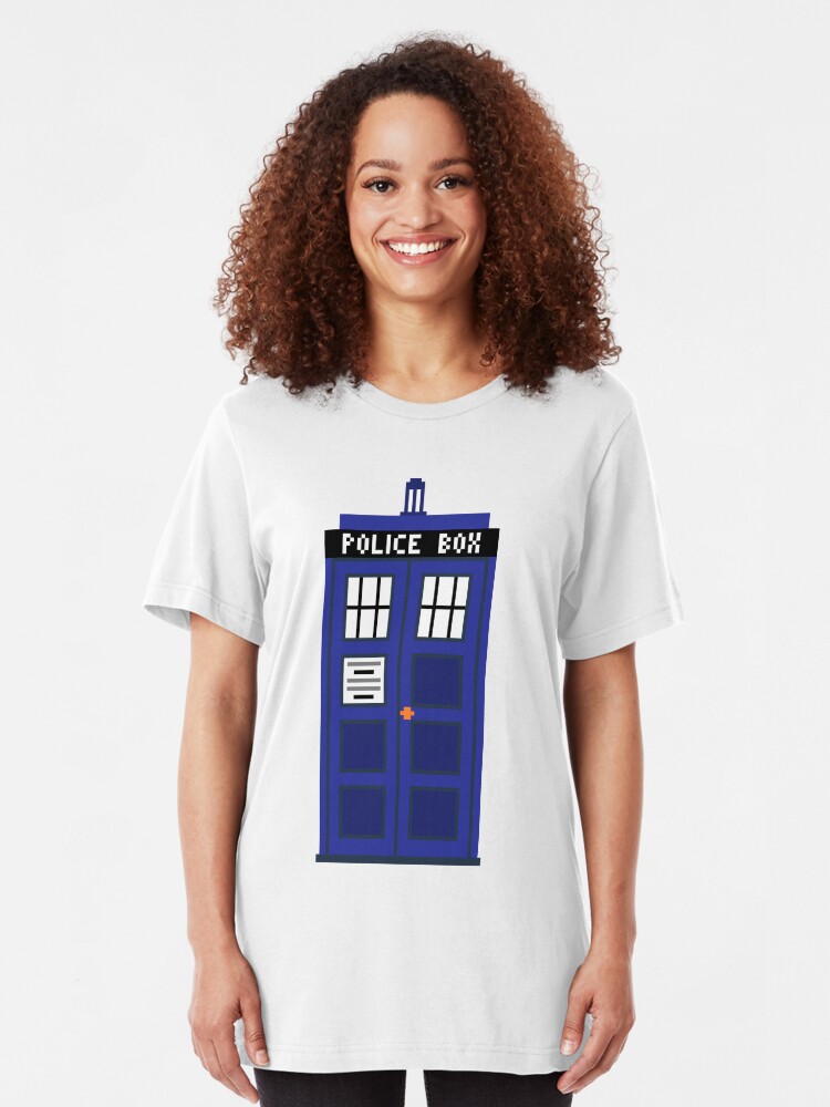 Alternate view of 8-Bit TARDIS Slim Fit T-Shirt