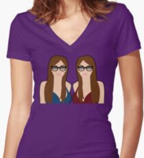 Seeing Double Women's Fitted V-Neck T-Shirt