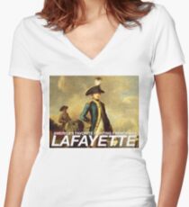 America's favorite fighting Frenchman — Lafayette! Women's Fitted V-Neck T-Shirt