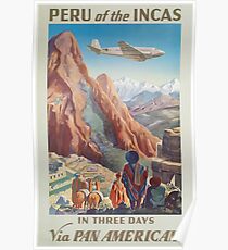Peru der Inkas in drei Tagen über Pan American Vintage Travel Poster Poster