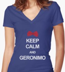 Keep calm and geronimo Women's Fitted V-Neck T-Shirt